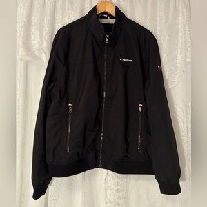 Tommy Hilfiger Black Lightweight Jacket Full Zip Windbreaker Mesh Lined Size XL